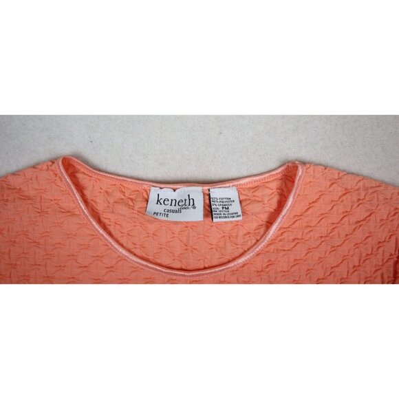 KENETH TOO CASUALS - WOMEN'S SALMON ORANGE TEXTURED T-SHIRT - PM - Picture 4 of 7